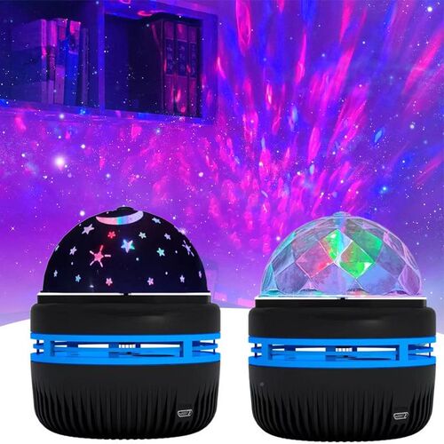 七彩旋转水晶小魔球 星星月亮星空投影灯USB车载氛围舞台灯小夜灯