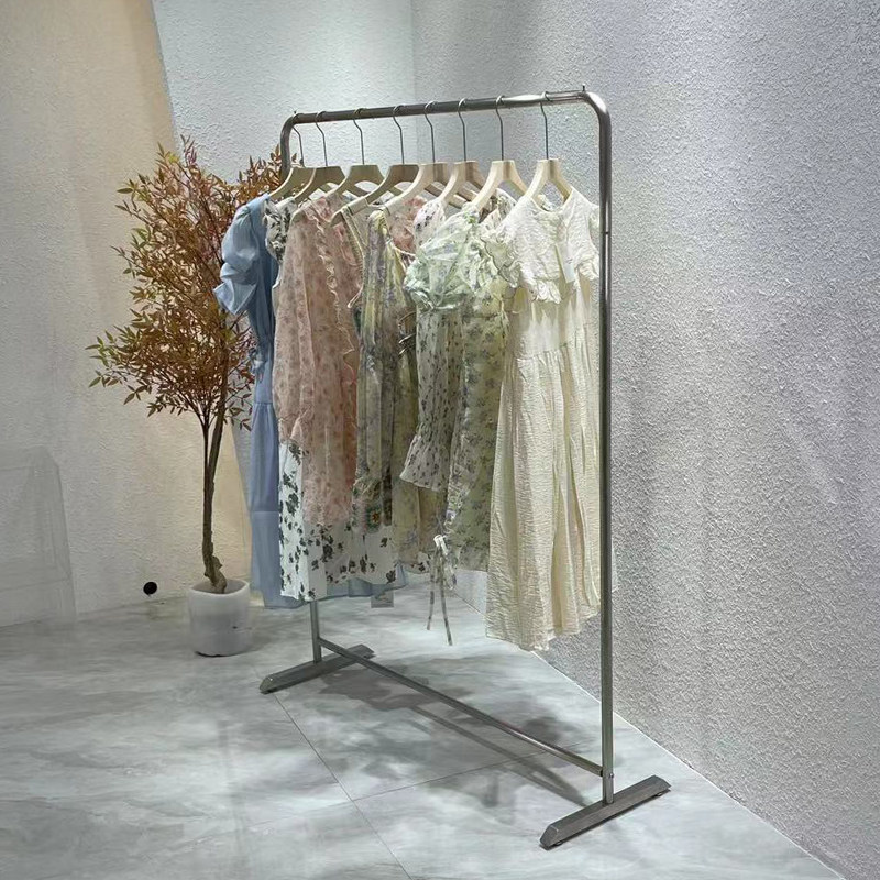 服装店展示架女装童装落地式陈列架网红中岛不锈钢拉丝挂衣架货架