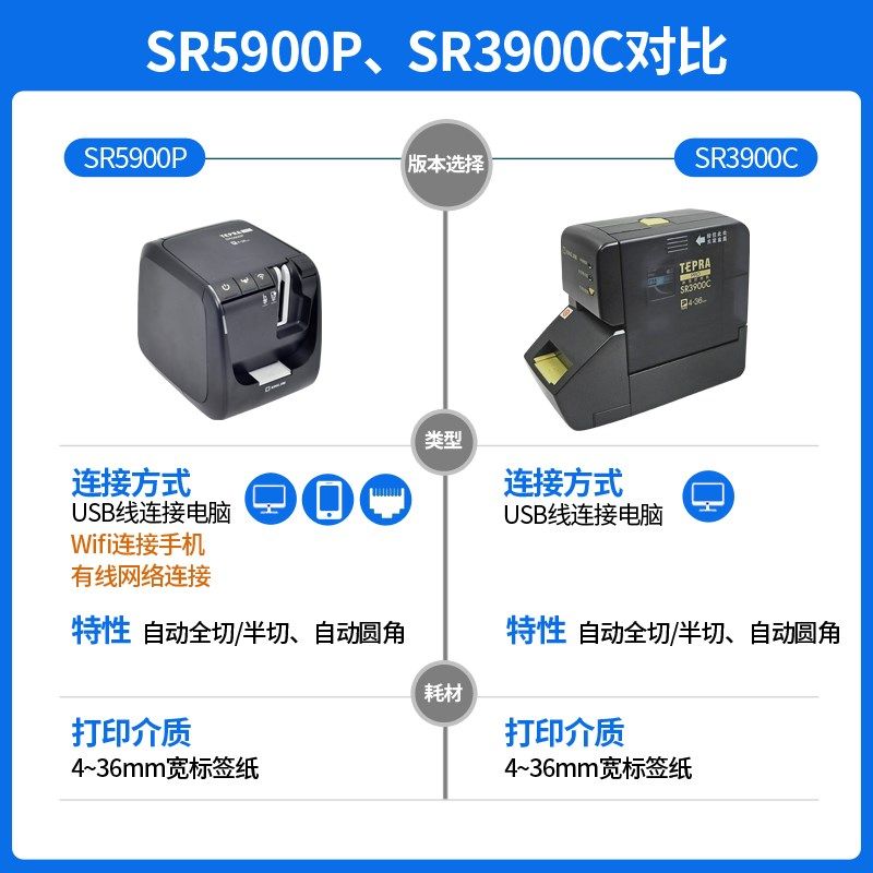 锦宫标签机SR3900C 贴普乐固定资产管理日文标签打印机SR5900P