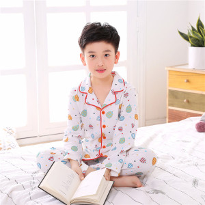 萱泽纯棉翻领家居服套装睡衣裤套组秋季冬季长袖长裤保暖全棉居家