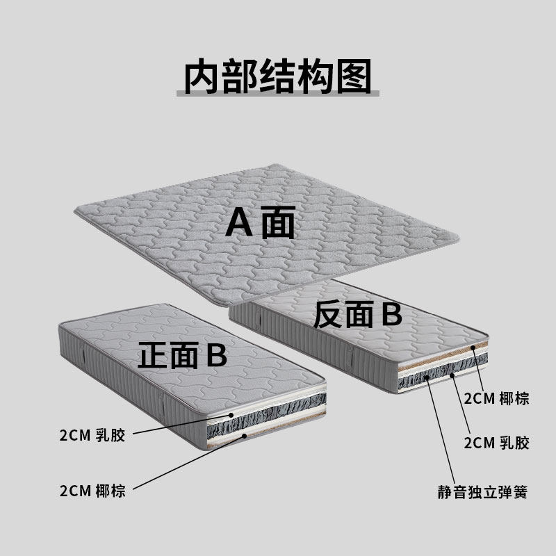 纳曲床垫可折叠左右两用分体床垫家用独立弹簧床垫椰棕乳胶床垫