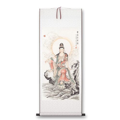 程宗元《观自在观音》客厅书房茶室装饰画挂画玄关高清卷轴字画