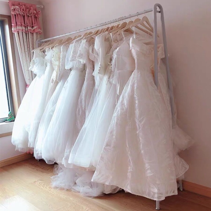 金色衣架服装店专用展示架落地式铁艺婚纱货架礼服挂衣杆陈列架子