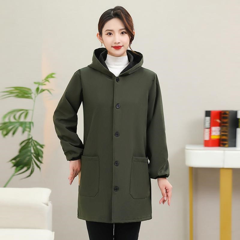 秋冬季罩衣女士加绒外套外穿工作服围裙耐脏防水防油大口袋加大码