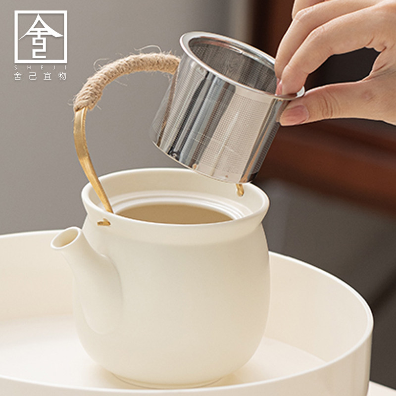 奶油黄提梁壶煮茶器礼盒装围炉蜡烛加热陶瓷温茶暖茶底座烤泡茶炉