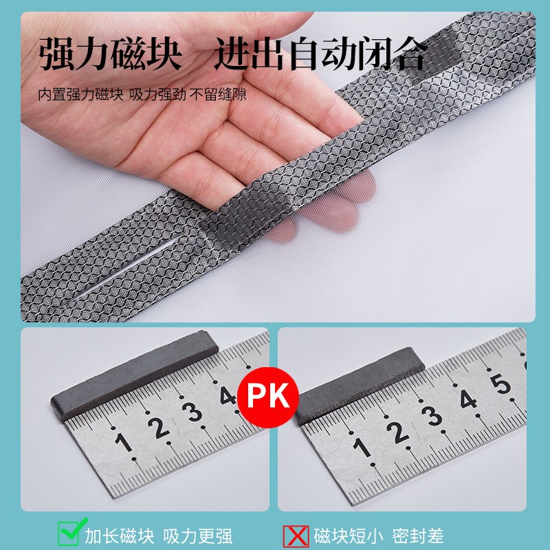 夏季防蚊门帘透明白色金刚网全磁条高档商用家用隐形高透纱窗纱门图片