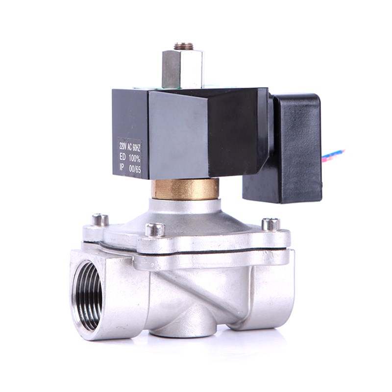 304不锈钢防水常开电磁阀高温120度4分6分水管电磁开关阀220V 24V
