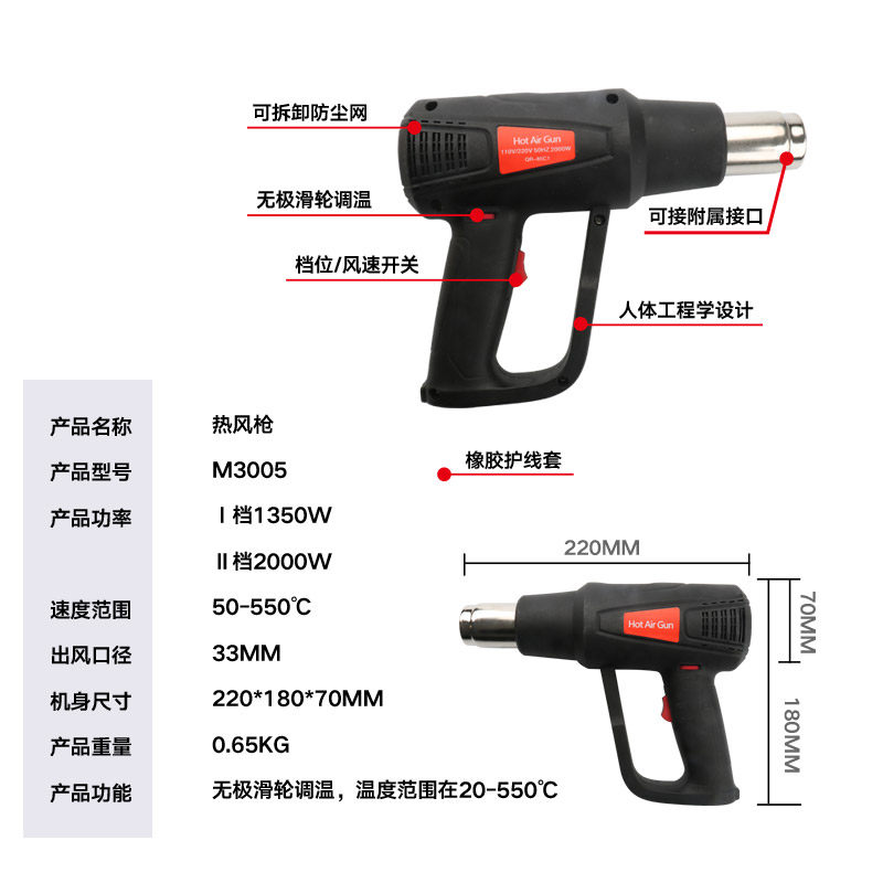 美缝剂施工工具热风枪真瓷胶瓷砖返工清除工具热风机加热去胶神器