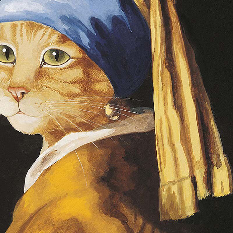 戴耳环的猫 小众创意装饰画个性书房挂画高档艺术画轻奢玄关壁画