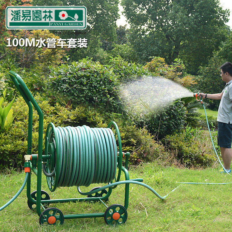 大型轮式手推金属水管收纳车架水管车洗车浇花园林浇水4分6分水管