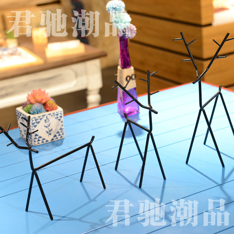 君驰潮品 圣诞节装饰品金属鹿展示组合服装店珠宝店陈列架