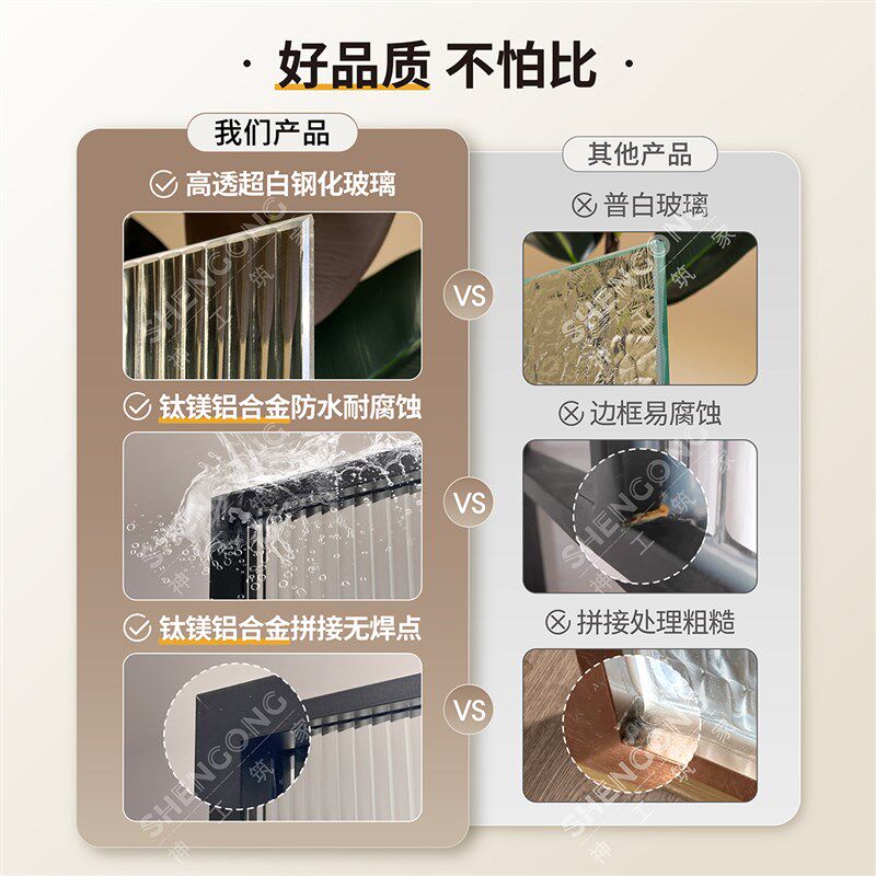 超白灰茶色磨砂油砂钢化玻璃隔断屏风房间卫生间浴室半墙干区玄关