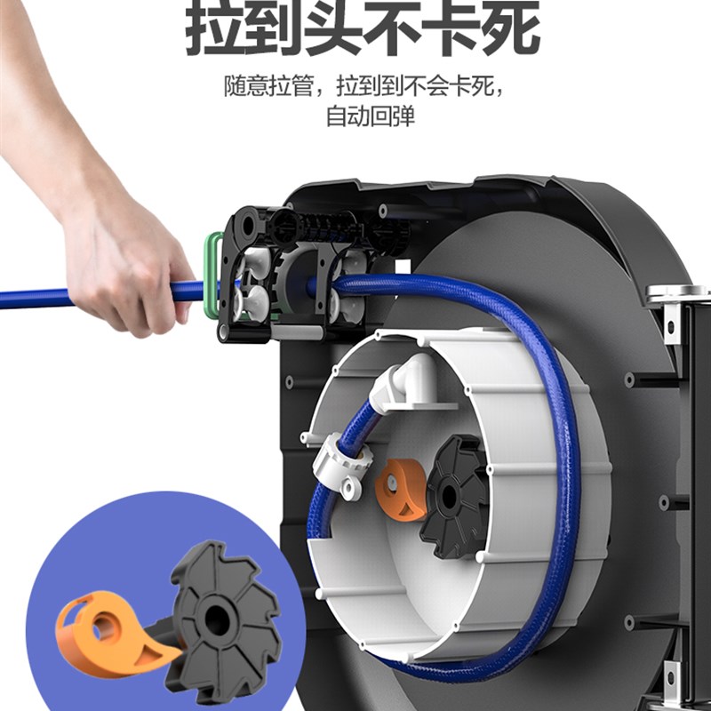 自动伸缩卷管器气鼓电鼓绕管器4S店花园浇花高压洗车水鼓超长20米