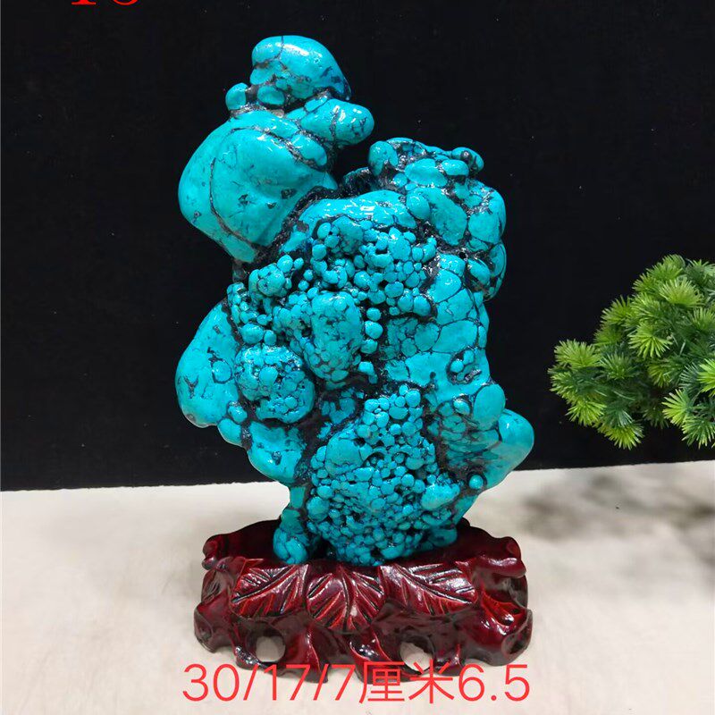 精品石头绿松石蓝松石观赏石奇石客厅玄关办公桌博古架收藏摆件