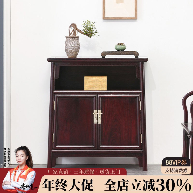 赞比亚血檀四联橱中式餐柜饭厅全实木非洲小叶紫檀收纳柜玄关柜