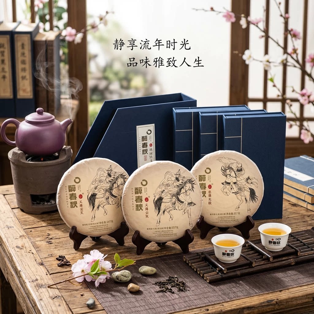醉春秋 普洱茶礼盒357g*3饼 2017年大雪山桃园三结义 收藏经典
