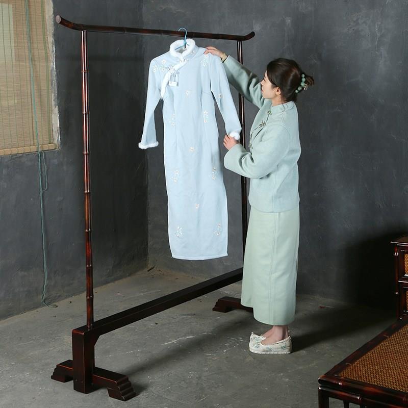 竹柒阁筇竹家具新中式仿古中式衣架挂衣家用落地卧室旗袍大衣挂架