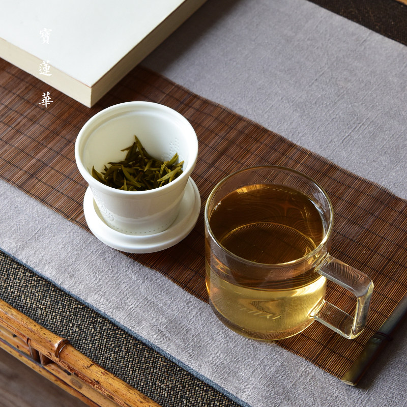 白玉瓷滤易泡玻璃杯办公室马克杯过滤泡茶杯带盖玻璃杯大容量水杯