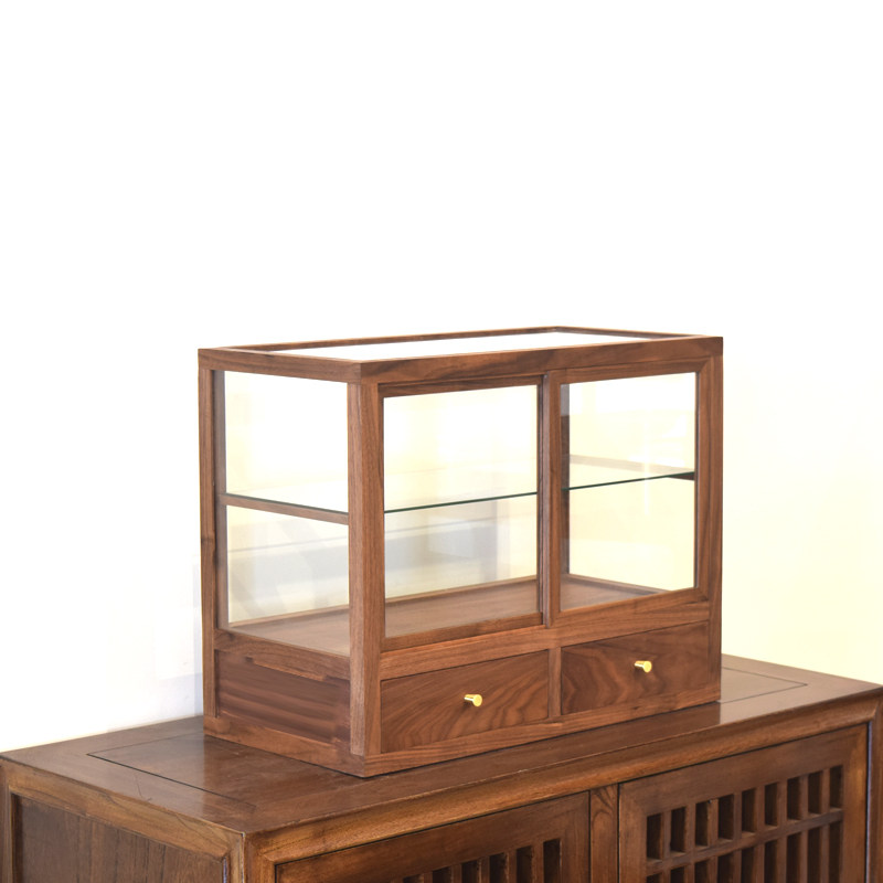 实木玻璃展示柜商场古玩店展览用家用玻璃柜茶具柜子宝笼首饰柜台