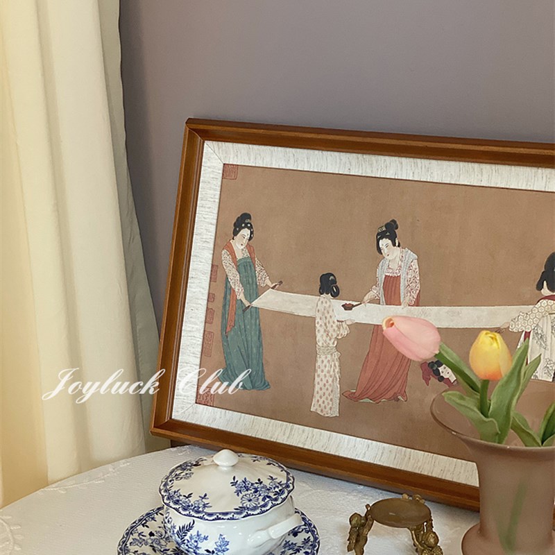 捣练图新中式挂画宋式美学小众中古艺术书房茶楼法式中国风装饰画