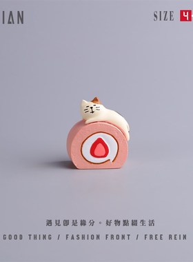 遇见丨草莓猫咪系列创意可爱桌面车载摆件手工手绘有趣礼品礼物