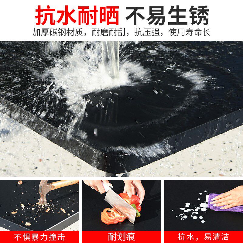 莫家室外桌庭院别墅花园露台 室外休闲简约黑色茶桌玻璃碳钢桌椅
