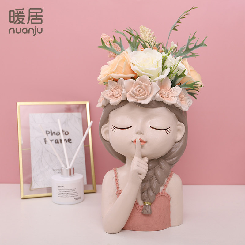 北欧仙女多肉大口径创意人头花盆可爱阳台花园布置个性轻奢装饰品