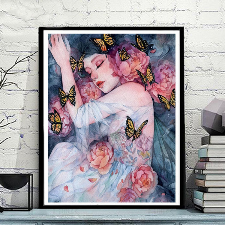 diy数字油画 卧室花宴少女大幅填色手绘装饰画定制包邮送礼物