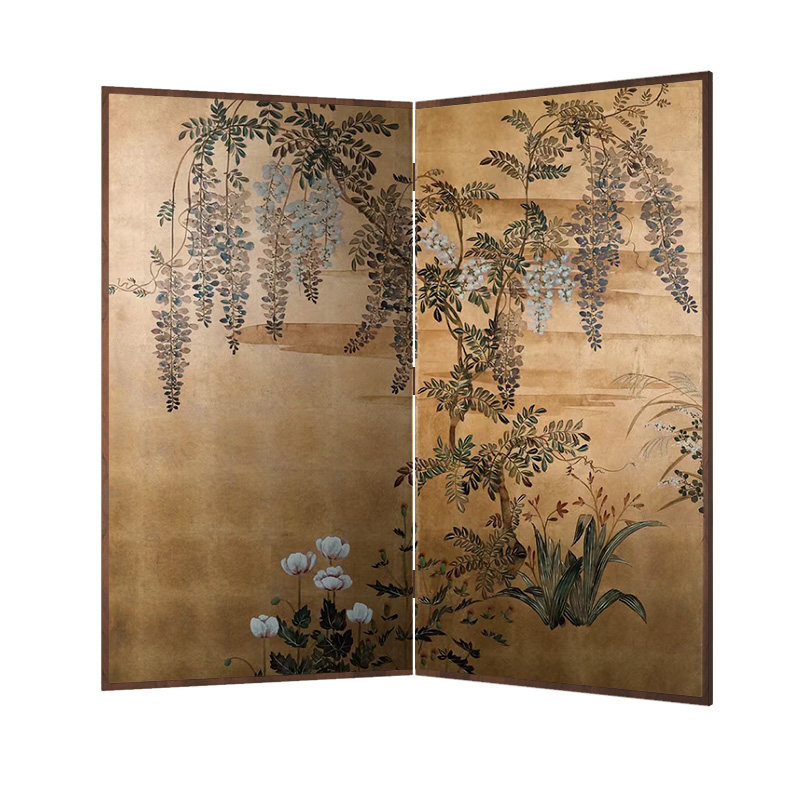 东方美学新中式古画屏风隔断客厅日式沙发背景墙茶室移动艺术折屏