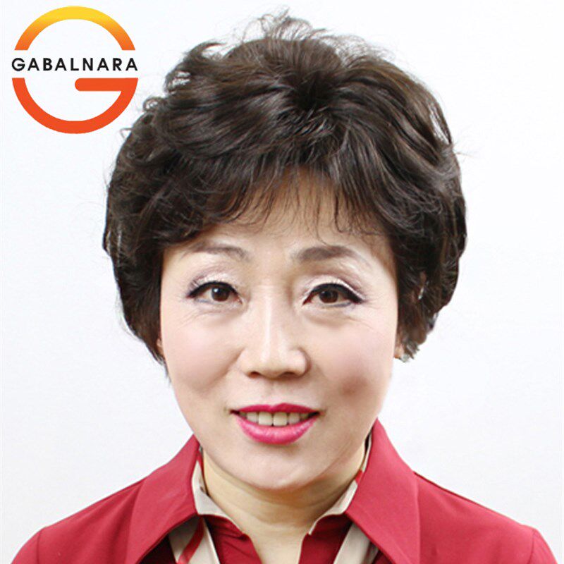 女士中老年蓬松短卷发 妈妈真人发整顶假发套 夏天透气女士短发套