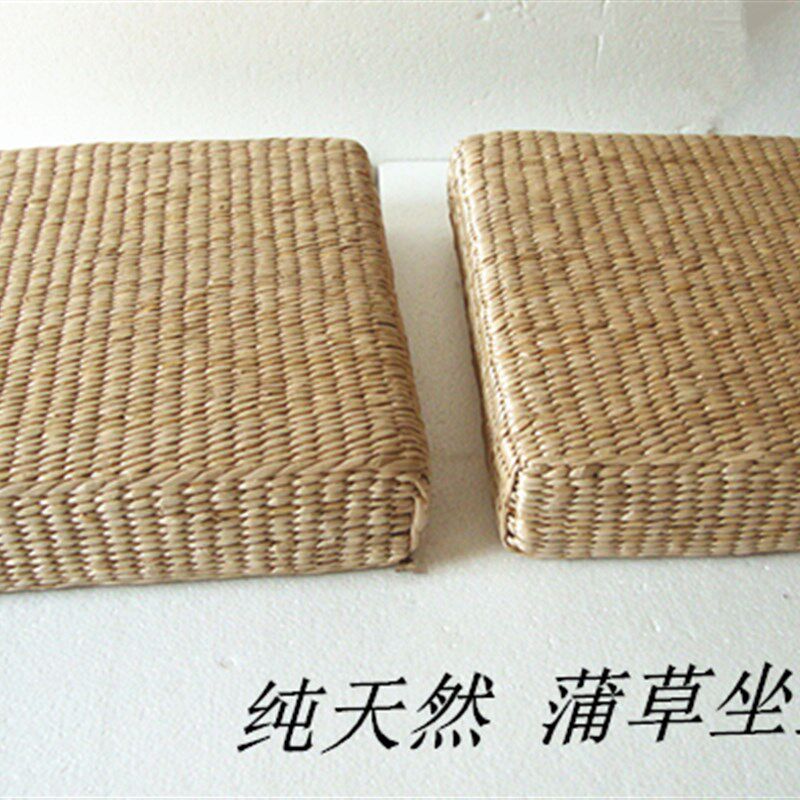 田园式手工蒲草编制加厚高弹内芯方形汽车坐垫榻榻米坐垫蒲团地垫