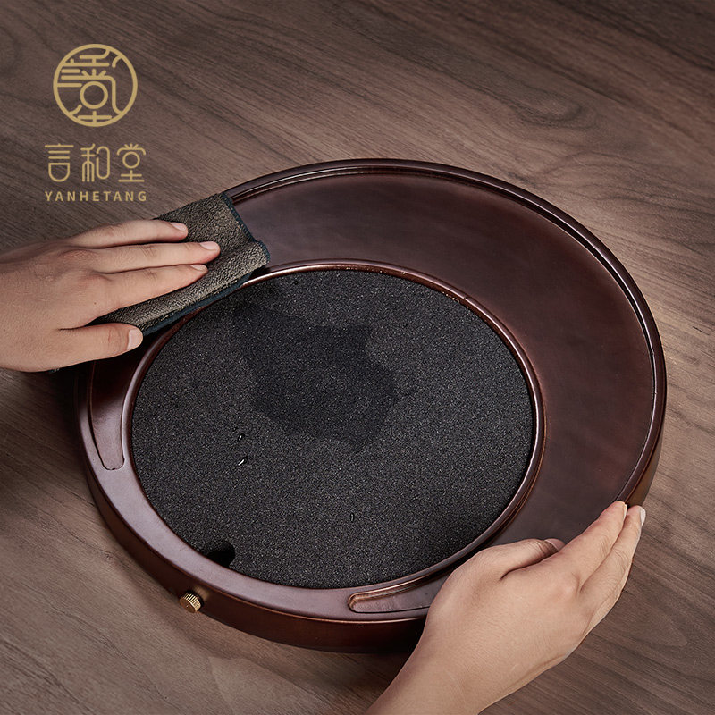 重竹茶盘创意无孔氧化铝茶海家用排水式石头吸水功夫茶具干泡盘