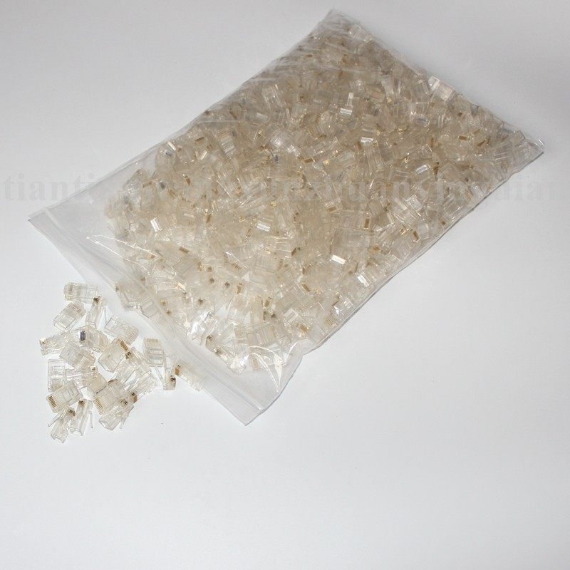 包邮8P8C网络水晶头1000个RJ45超五类网线水晶头非屏蔽网络水晶头
