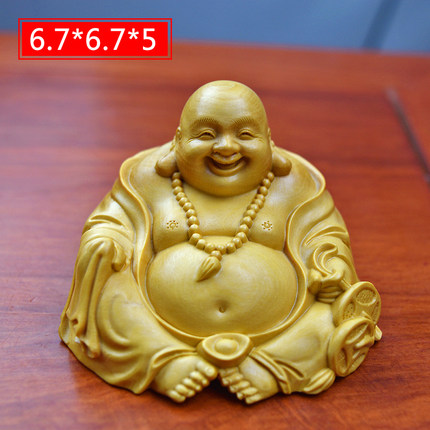 小叶乐清黄杨木雕汽车摆件佛像车载弥勒佛手把件卧佛家居工艺礼品