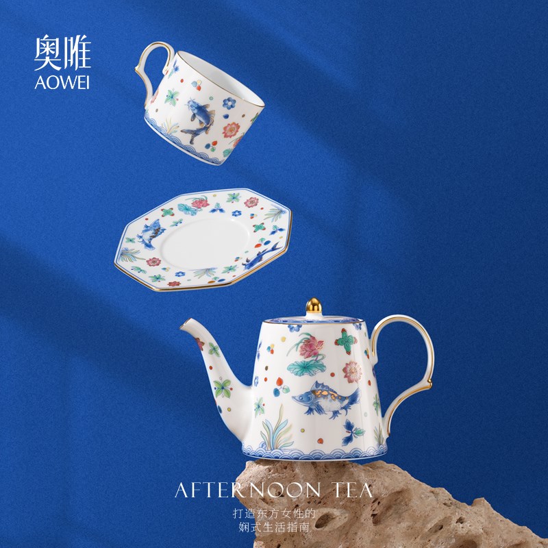 景德镇奥唯荷为贵陶瓷咖啡杯碟精致下午茶具套组碗盘组合马克杯子