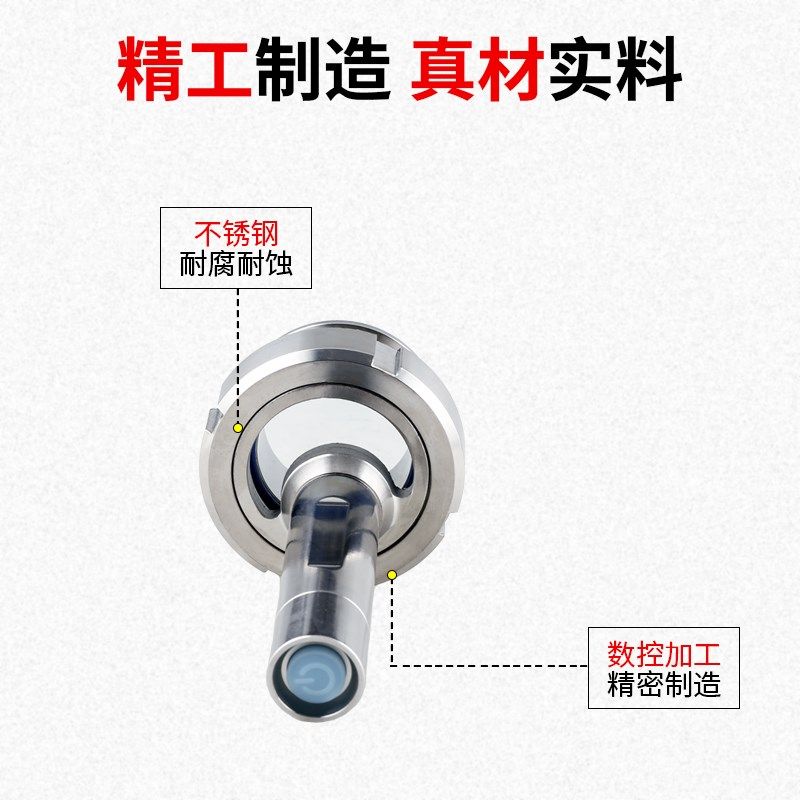 304不锈钢快装活接视镜带灯卫生级焊接观察活结玻璃视窗LED手电筒