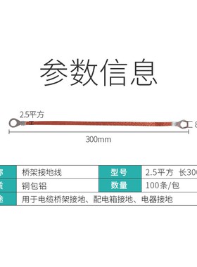 跨接线/桥架接地线/铜编织带/铜包铝/2.5平方300mm/电箱连接/导电