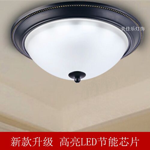 美式乡村吸顶灯阳台过道灯玄关走廊入户灯简约田园铁艺led吸顶灯