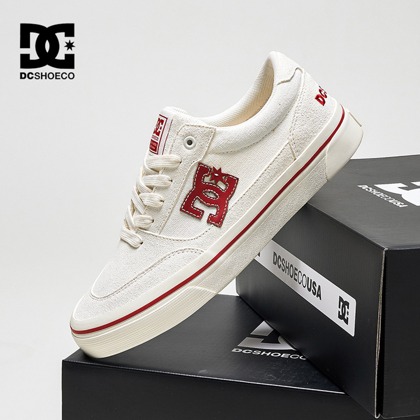 DCSHOES CANVAS 夏季休闲板鞋新款男鞋红色运动帆布鞋真皮小白鞋图片