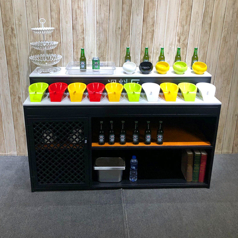 工业风调料台自助串串香火锅店调味台酱料凉菜水果台柜消毒杀菌灯