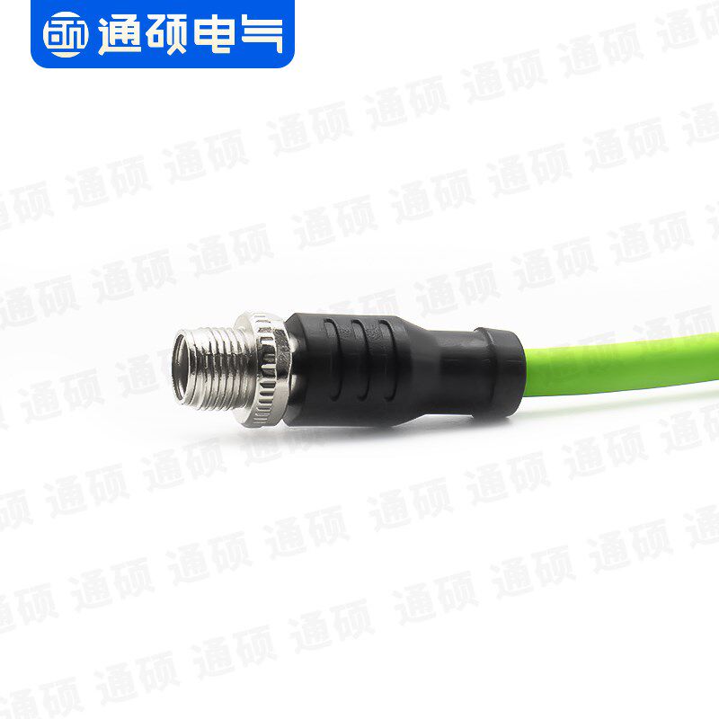 m12连接器X型航空插头转RJ45网线接头rj45网络接口8芯成型连接线