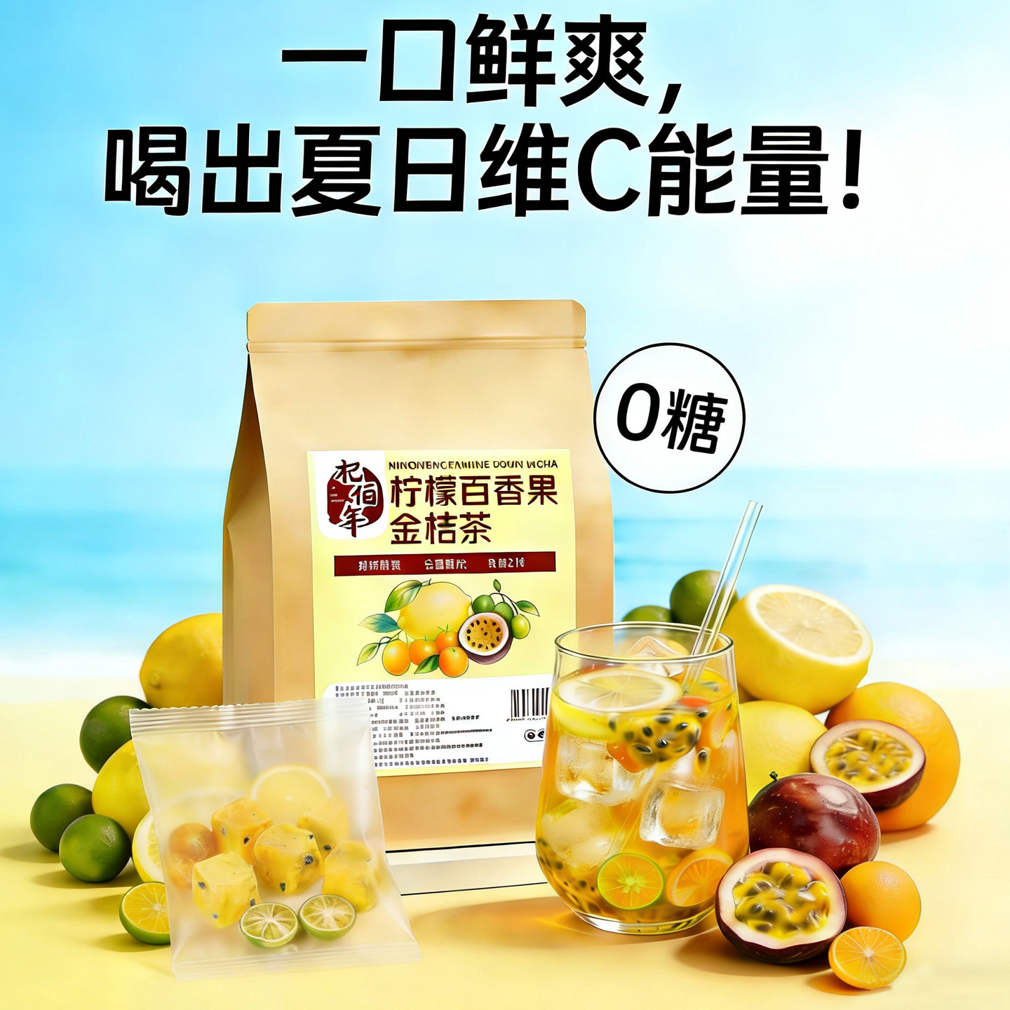 杞佰年柠檬百香果金桔茶冻干果茶独立小包装泡水喝茶包冲饮花果茶