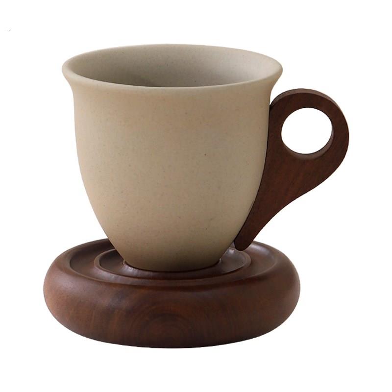 精品中古风粗陶咖啡杯小众高颜值高级感女士专用水杯覆古风马克杯