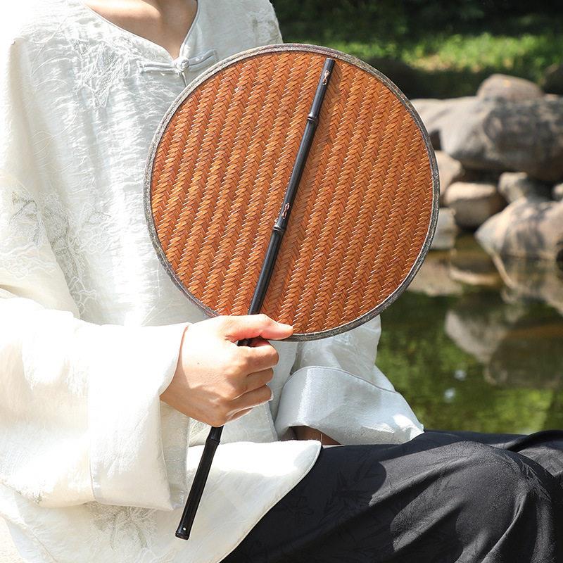 手工竹编大漆竹扇子中国风汉服古典舞蹈团扇家用夏季纳凉蒲扇腰扇