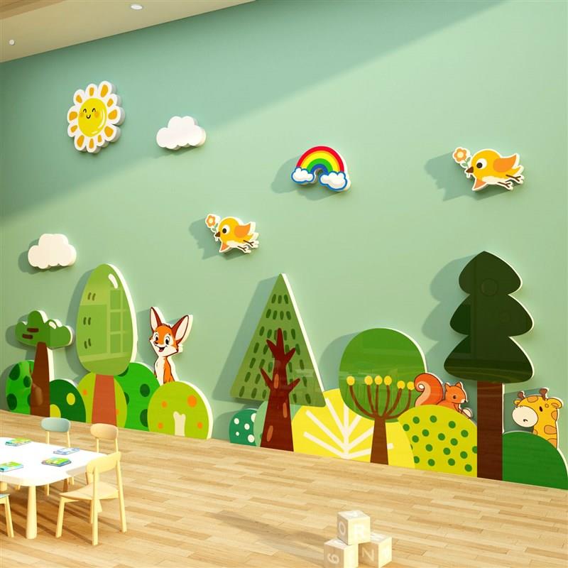 幼儿园环创主题文化墙面装饰成品贴走廊绿色环境布置材料动物森林