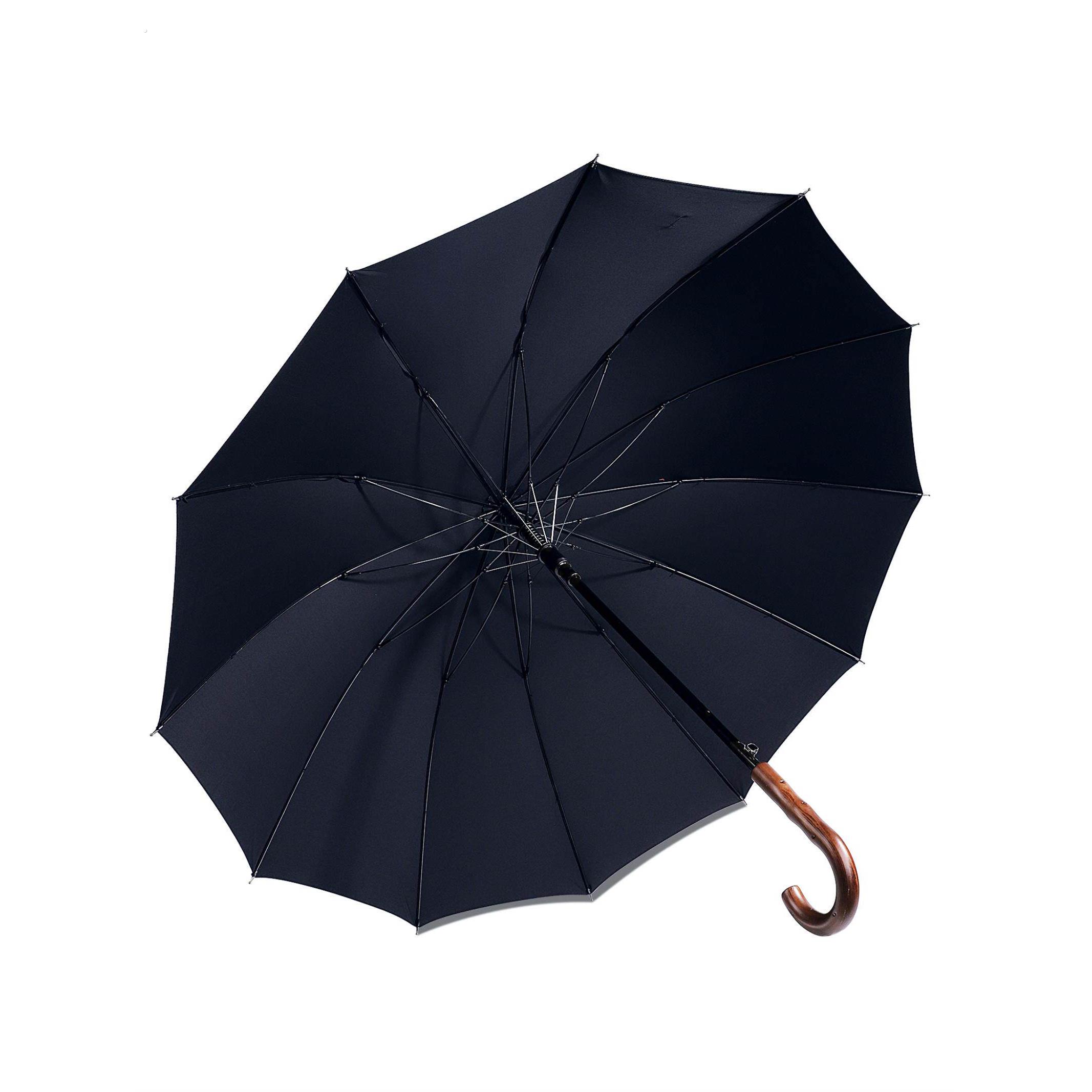 出口外贸全新12骨木柄长雨伞加大抗风暴雨全自动黑色双人长柄伞