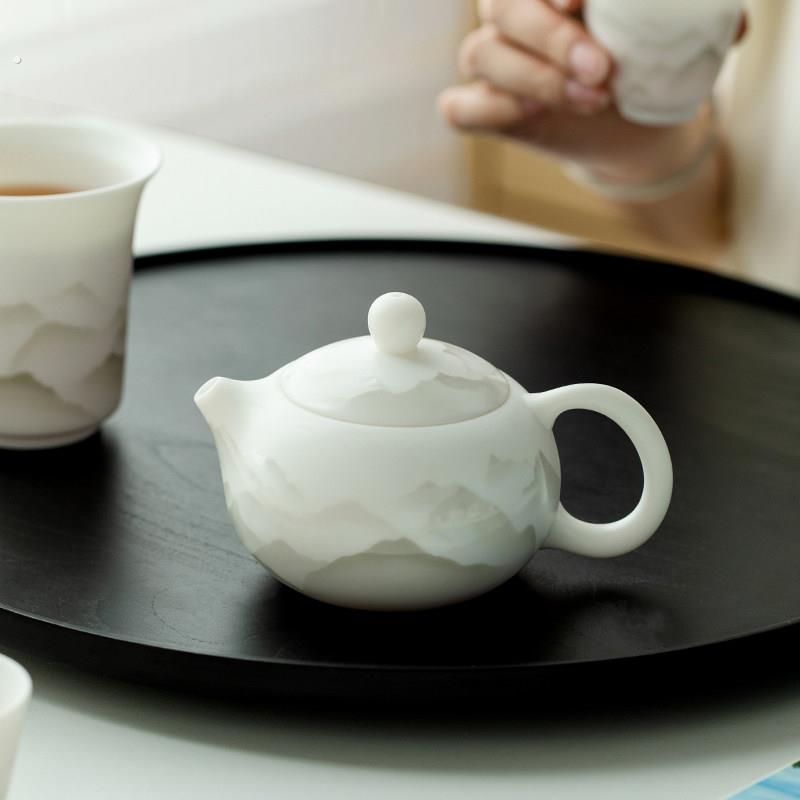 拓土素烧羊脂玉西施壶泡茶壶家用高档白瓷茶壶大容量冲泡壶单个壶