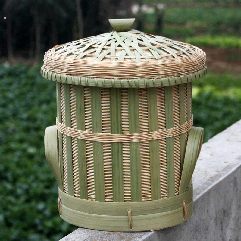 手工竹编蒸桶家用商用蒸饭甑子 川北传统蒸饭神器竹桶饭 直径20厘