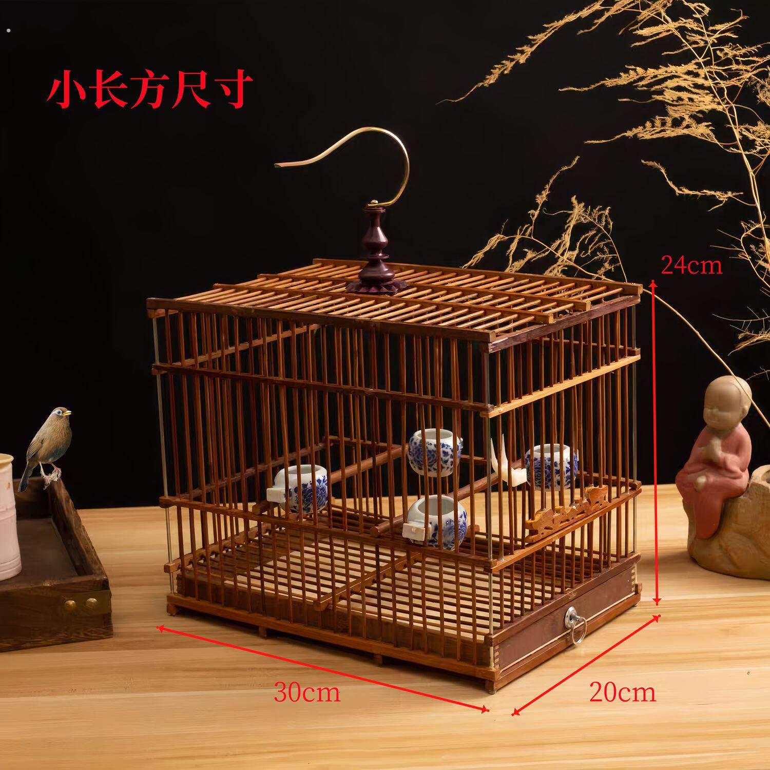 竹制小方笼绣眼长方形鸟笼贝子文鸟珍珠竹子抽屉鸟笼