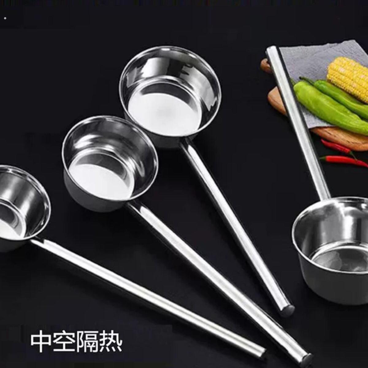 不锈钢水瓢加长柄特厚勺子水舀子厨房食堂打粥大汤勺汤瓢水勺